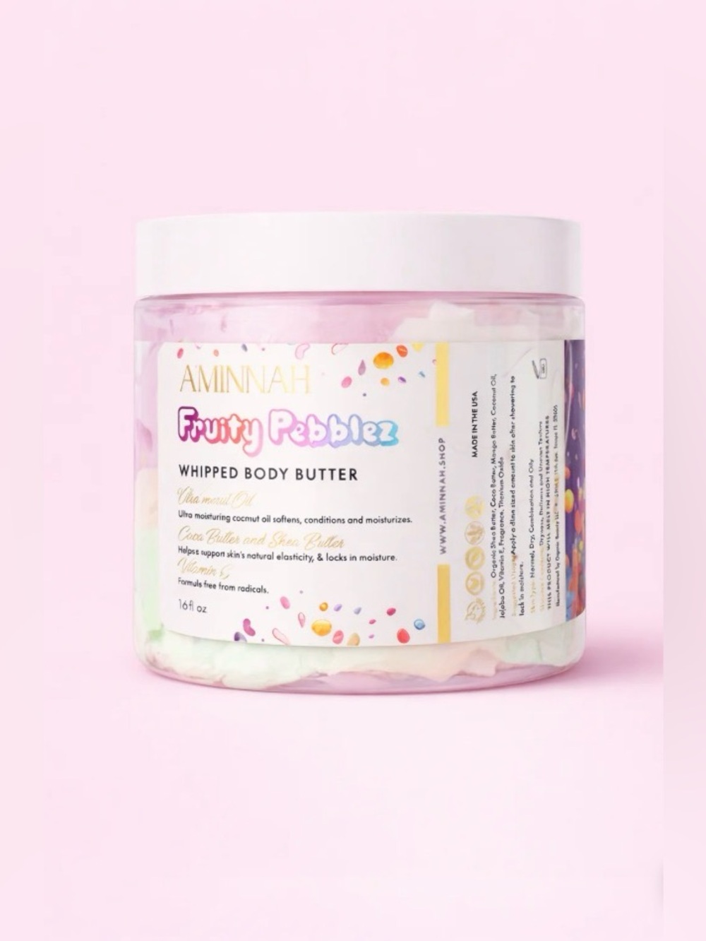 5/$35 NWT Aminnah JUMBO 16 fl Oz Fruity Pebblez Whipped Body Butter retails $65